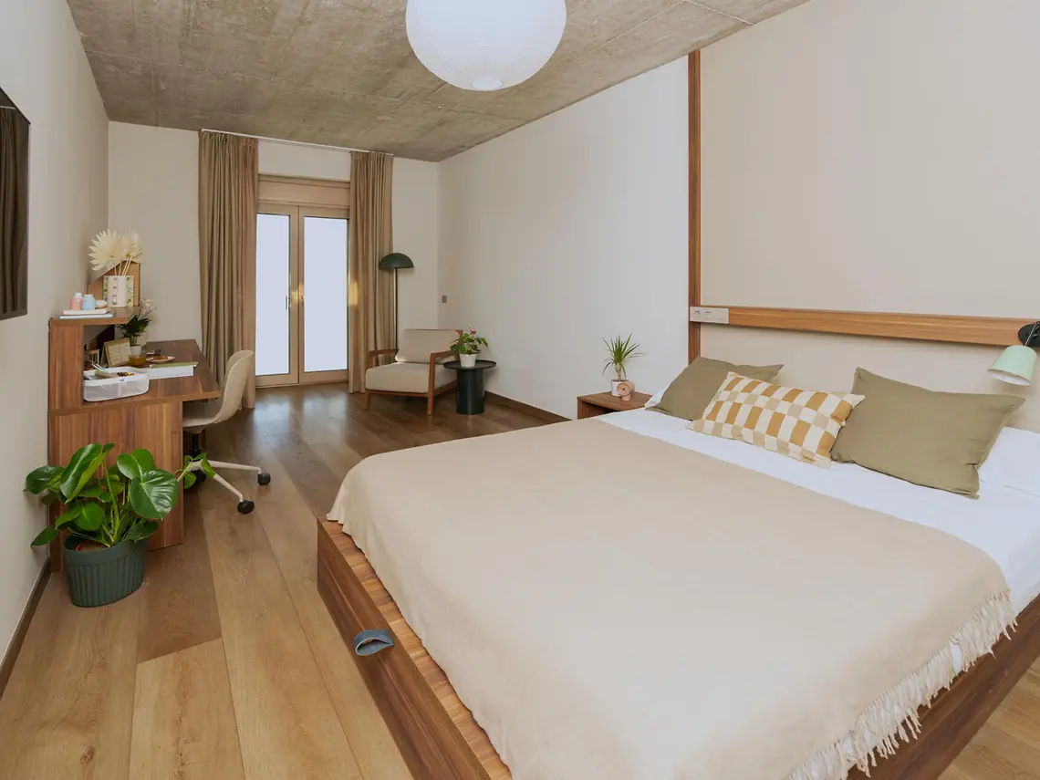 Habitación de Residencia Port, residencia de estudiantes en Barcelona